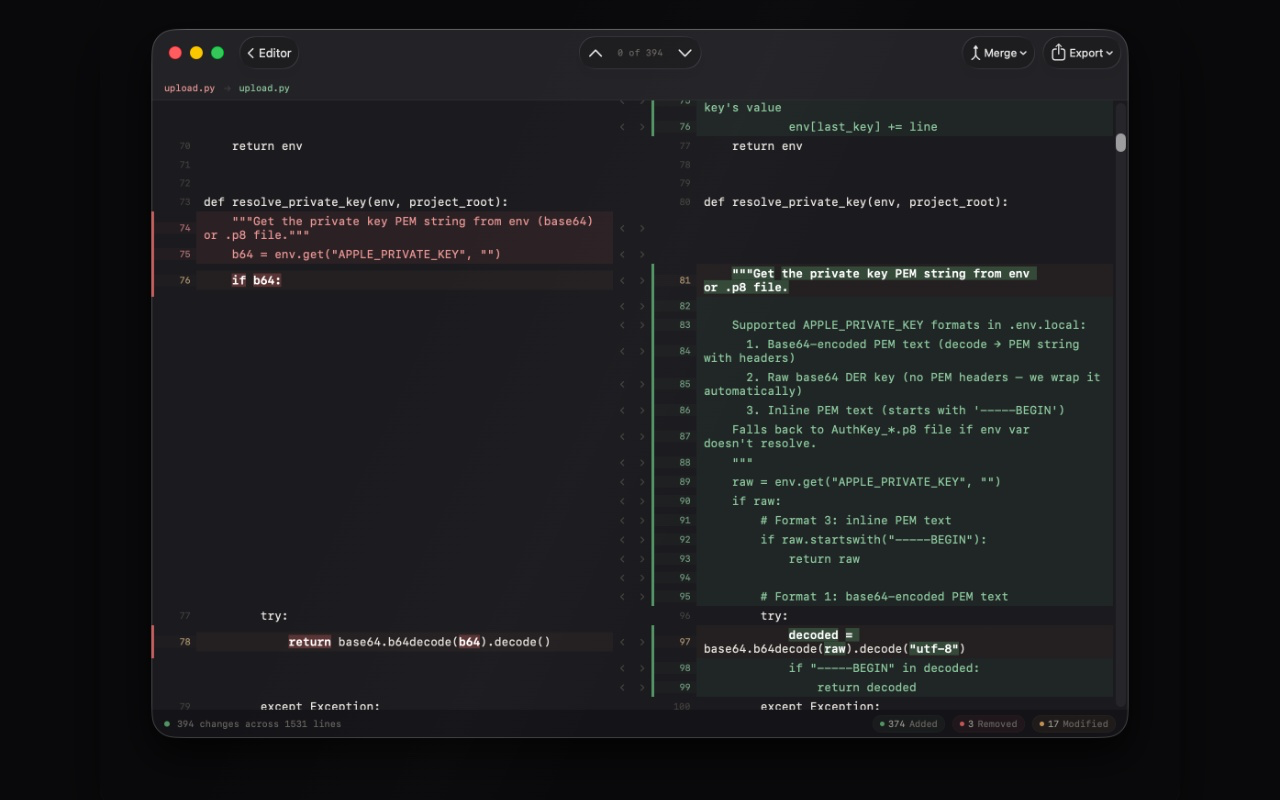 DiffSnap on macOS
