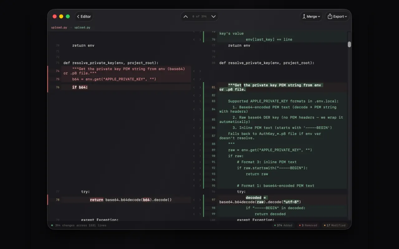 Compare & Merge File on macOS