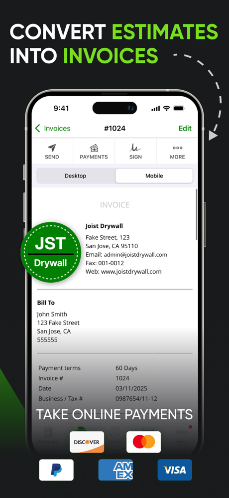 Joist: Estimate Invoice Maker screenshot 1