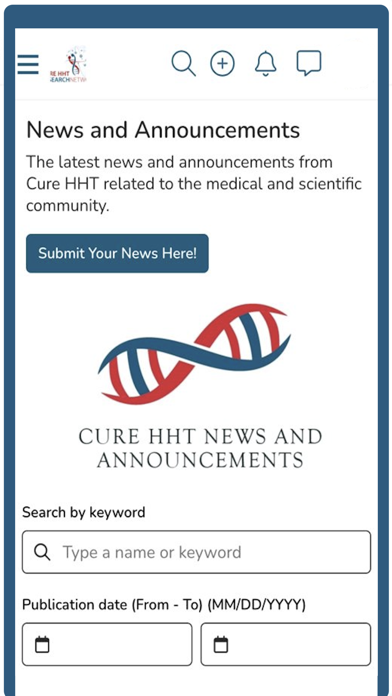 Cure HHT Research Network Hub Screenshot