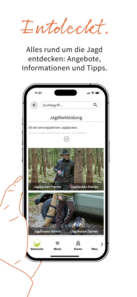 Frankonia - Online-Shop - Découvrez un éventail d'articles essentiels grâce à la **catégorisation détaillée des vêtements de chasse**, organisée par genre et type. Cette interface permet aux utilisateurs d'explorer aisément les **visuels de produits immersifs**, facilitant ainsi le choix de l'équipement adapté à chaque aventure en plein air.