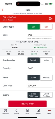 Westpac Share Trading Screenshot 5 of 9