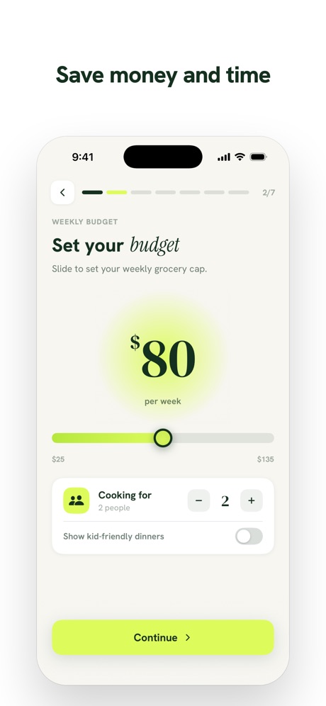 Whipp: Meal Planner & Recipes App Store screenshot 2, headline “Save money and time”. Leads with an outcome.