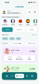 Nomio: eSIM Travel & Internet screenshot
