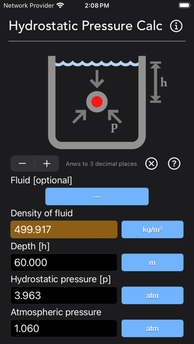 Hydrostatic Pressure Calc Screenshot