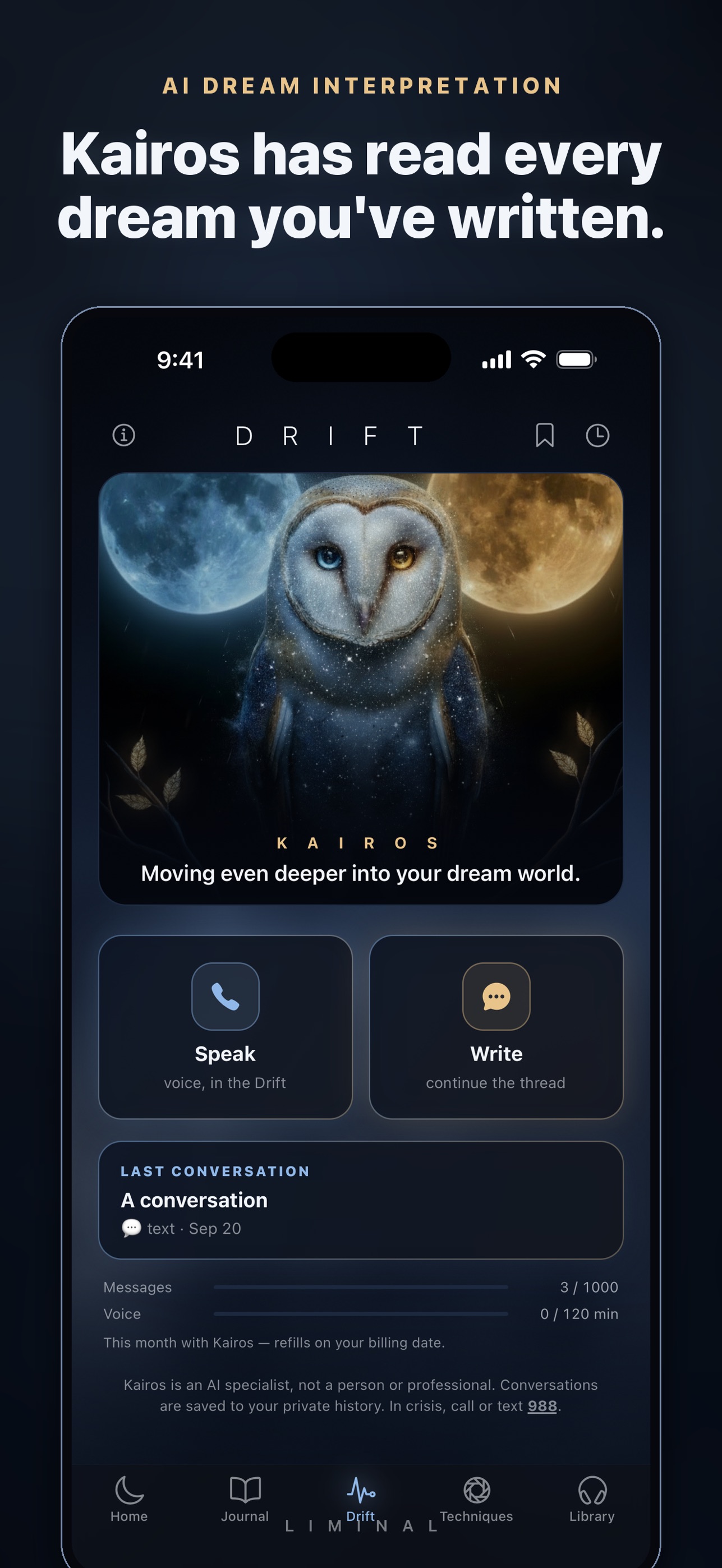 Screenshot 1 of Liminal: Lucid Dream Journal