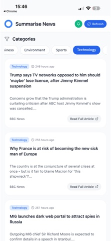 Summarise News screenshot