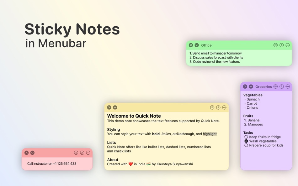 #1. Quick Note - in the menu (macOS) 게시자: Kauntey Suryawanshi