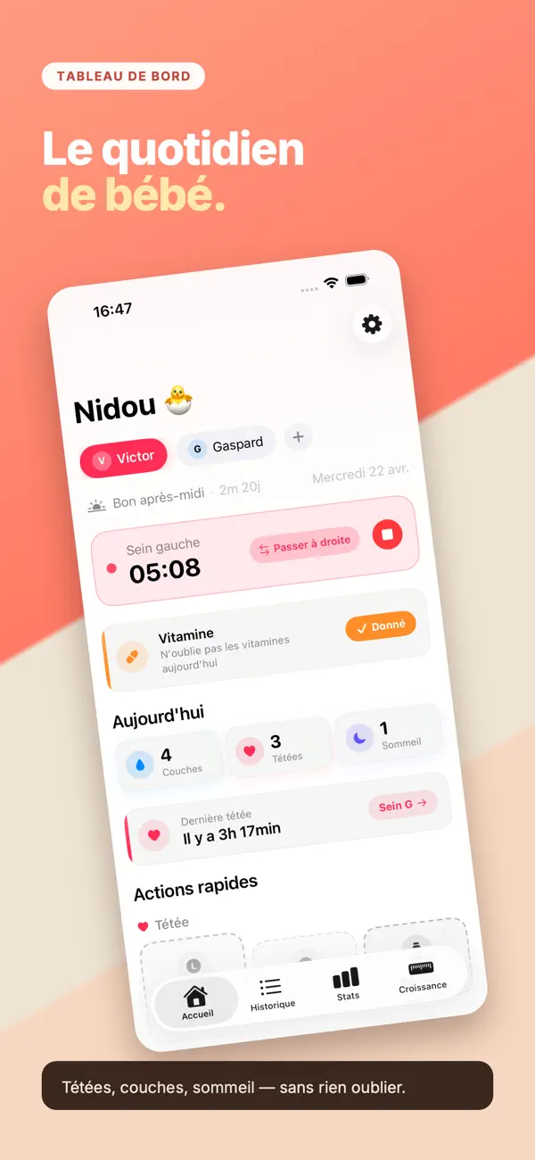 Screenshot #1 pour Nidou · Suivi de bébé