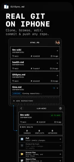 Capture d'écran de GitSync.md sur iPhone 1