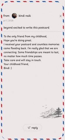 hey postcard: slow messaging screenshot