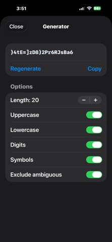 Pocket Password Pro iPhone screenshot