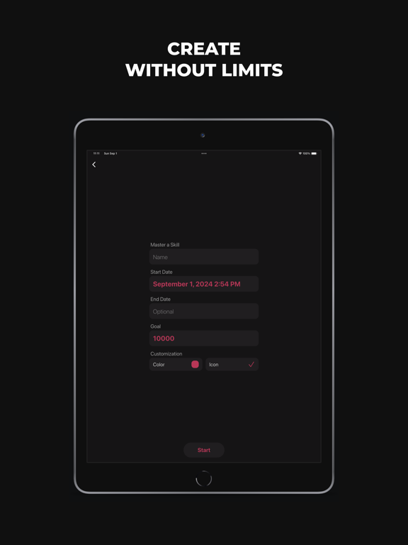 10000 Hours: Skill Tracker iPad screenshot 3 - Productivity app