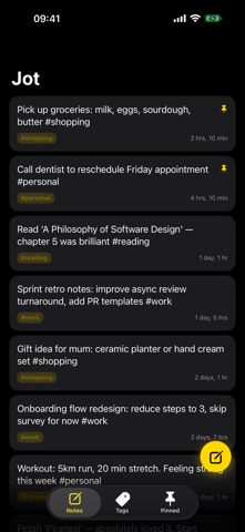 Jot Quick Notes iPhone screenshot