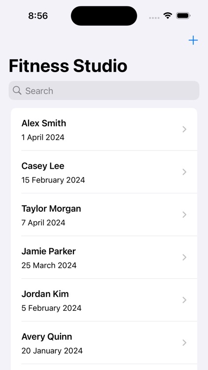 Fitness Studio Customers List