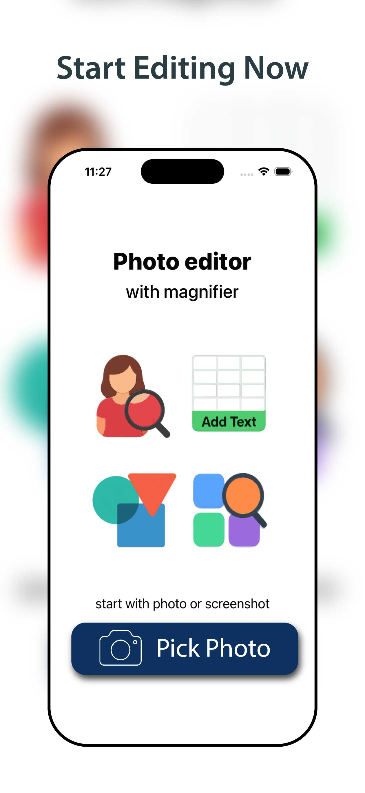 Photo editor with magnifier