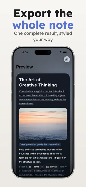 WholeNote: Export Notes screenshot 1