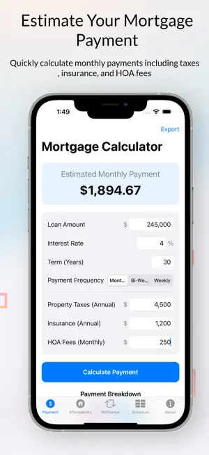 Mortgage Calculator: screenshot 1