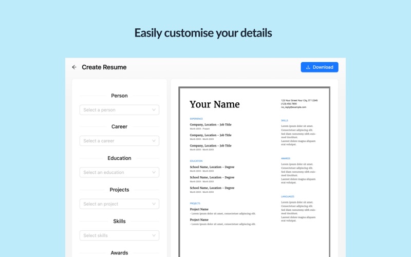 Multi Resume Builder screenshot