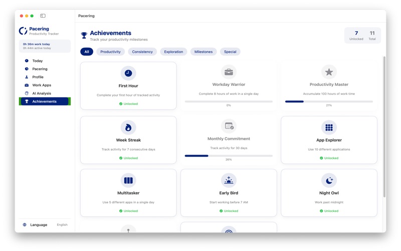 Pacering app screenshot