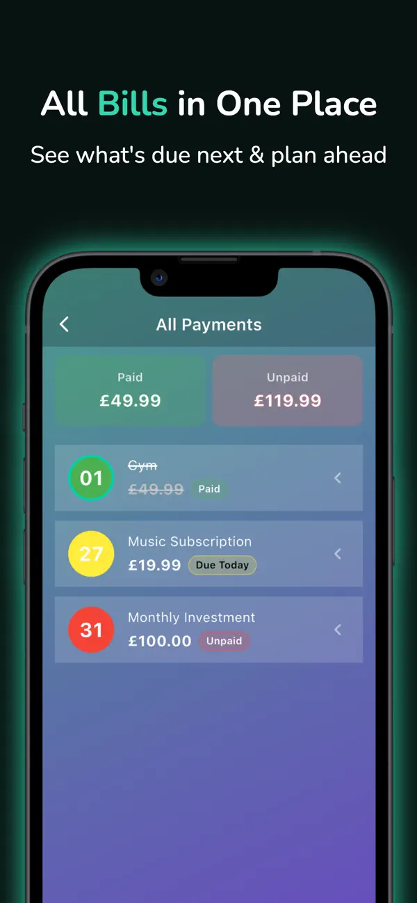 Screenshot #2 pour uBillz: Bill Tracker