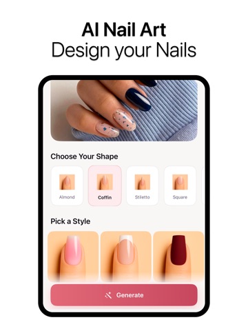 AI Nail Art · Design & Try-On iPad screenshot