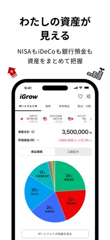 iGrow - 楽天証券の資産づくりアプリ iPhone screenshot 3