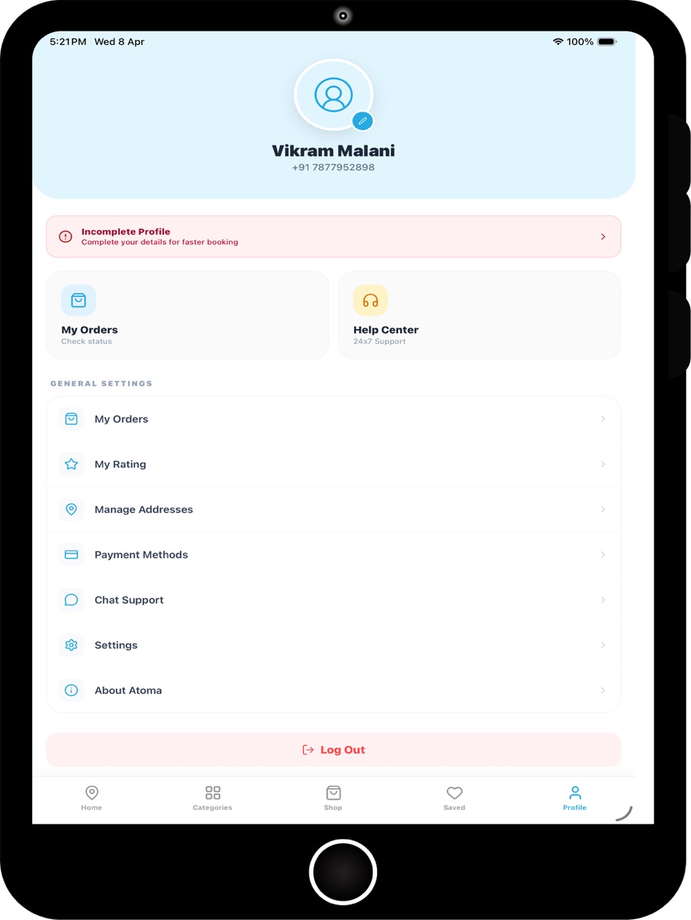 iPad screenshot