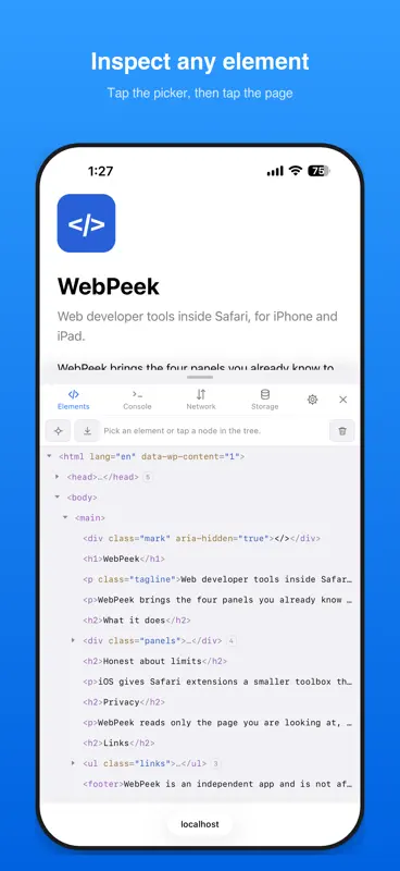 WebPeek — Web Inspector screenshot 1 of 4