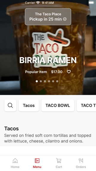 The Taco Place iPhone screenshot 2 - Food & Drink app