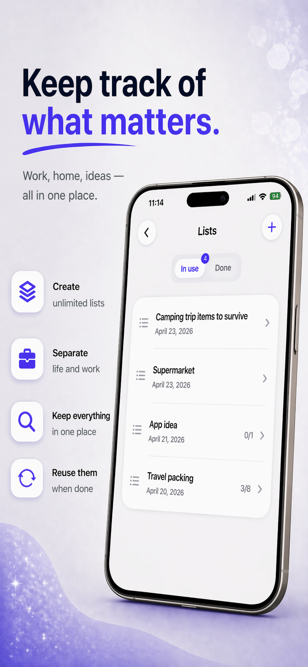 Locked diary & lists - Ebolv