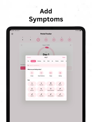Period Tracker ۬ iPad screenshot