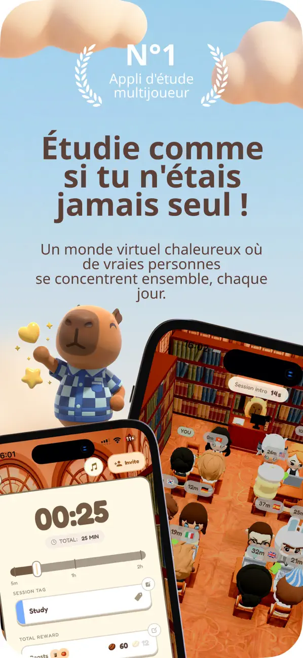 Screenshot #1 pour FocusTown : Étudier entre amis