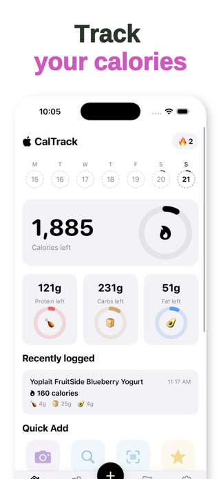 Calorie Tracker: Screenshot 1 of 5