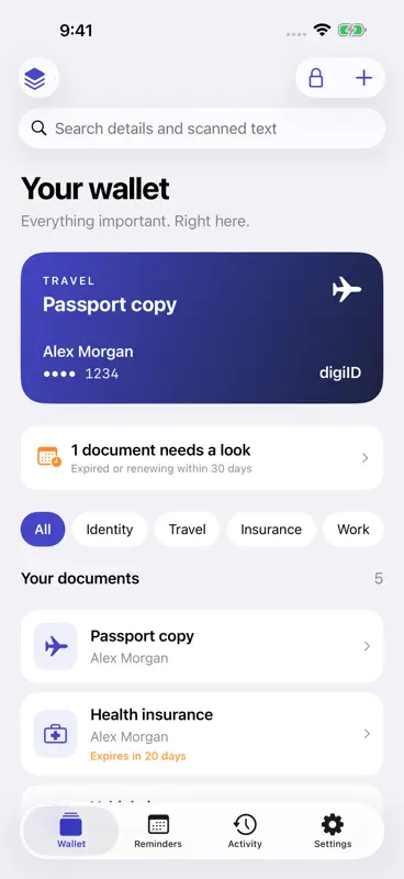 digiID: Document Wallet screenshot 1 of 5