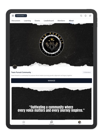 Team Pursuit Community Hub iPad screenshot