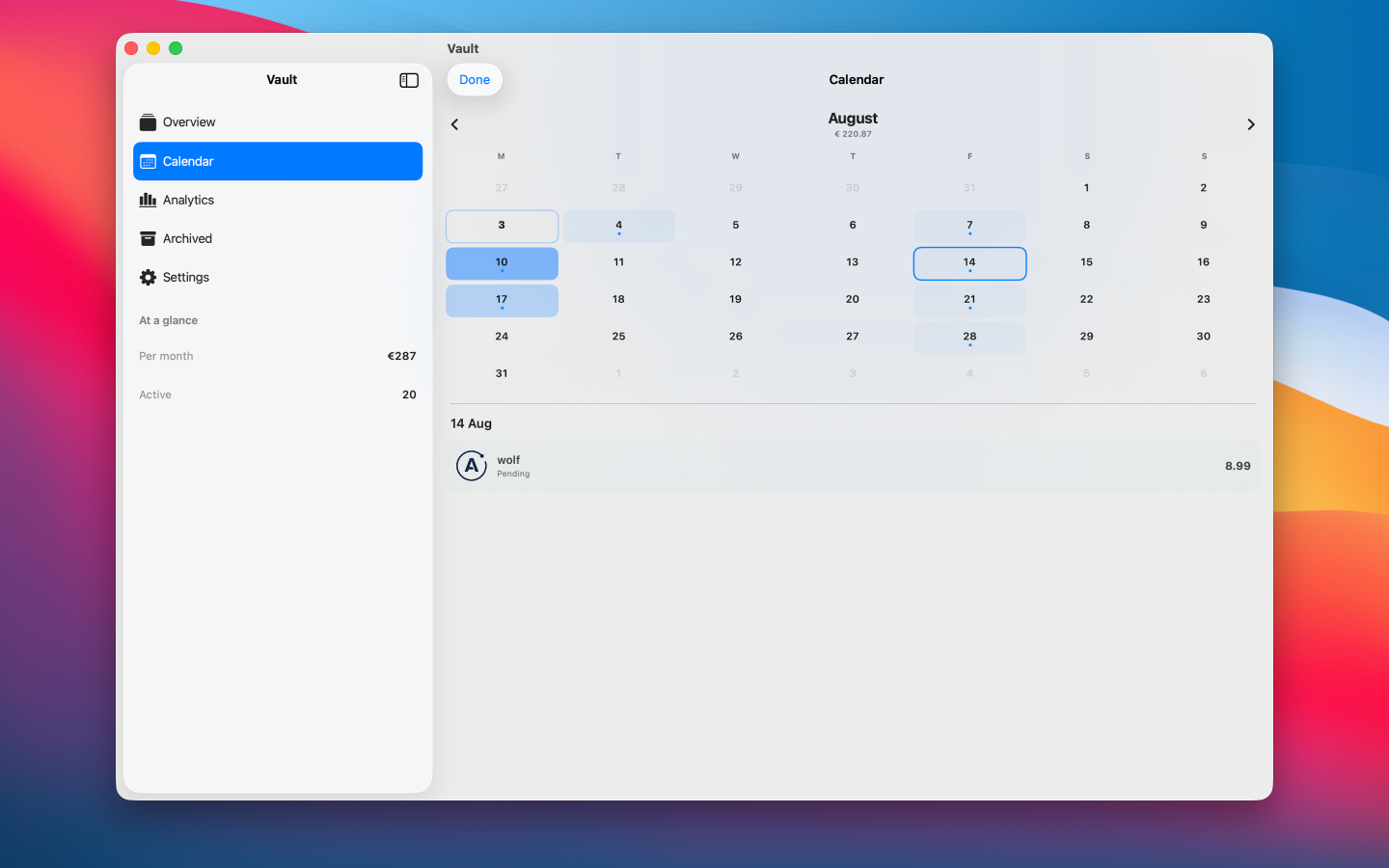 Vault: Subscription Tracker screenshot 13