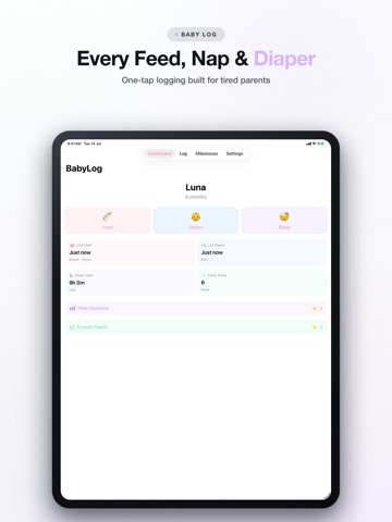 BabyLog - Newborn Tracker iPad screenshot
