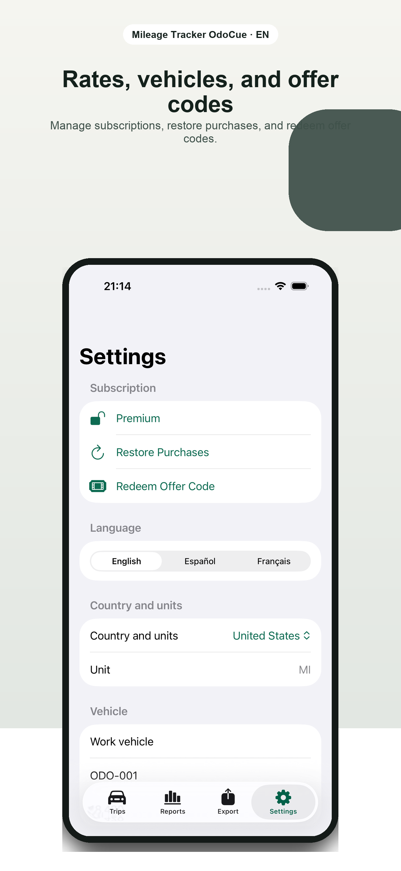 Mileage Tracker OdoCue