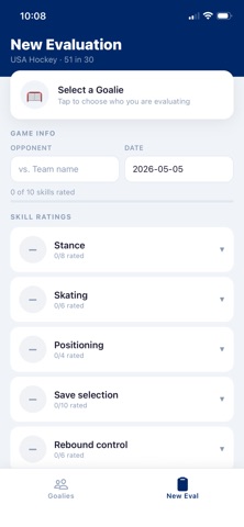 GoalieEval app screenshot 3