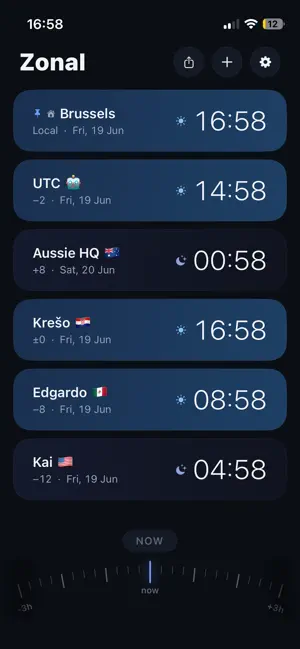 Zonal: time zone buddy screenshot 1