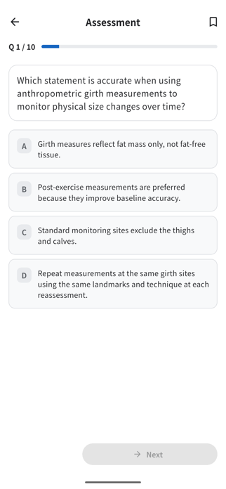 NASM CPT Practice Quiz Screenshot 2 of 5