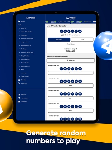 Michigan Lottery Numbers iPad screenshot