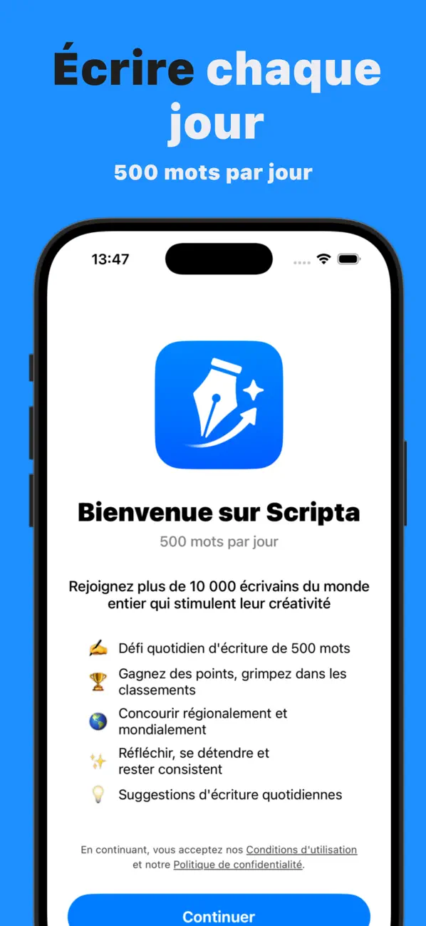 Screenshot #1 pour Écrire chaque jour - Scripta