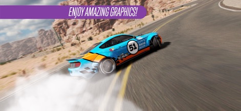 CarX Drift Racing 2 - La calidad visual se destaca con paisajes montañosos detallados y los efectos de humo dinámicos que acompañan cada giro.