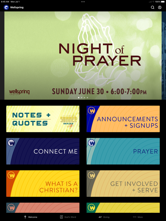 The Wellspring Church App iPad screenshot 1 - Lifestyle app