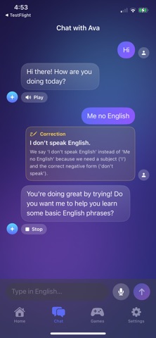 English Tutor AI Bot screenshot