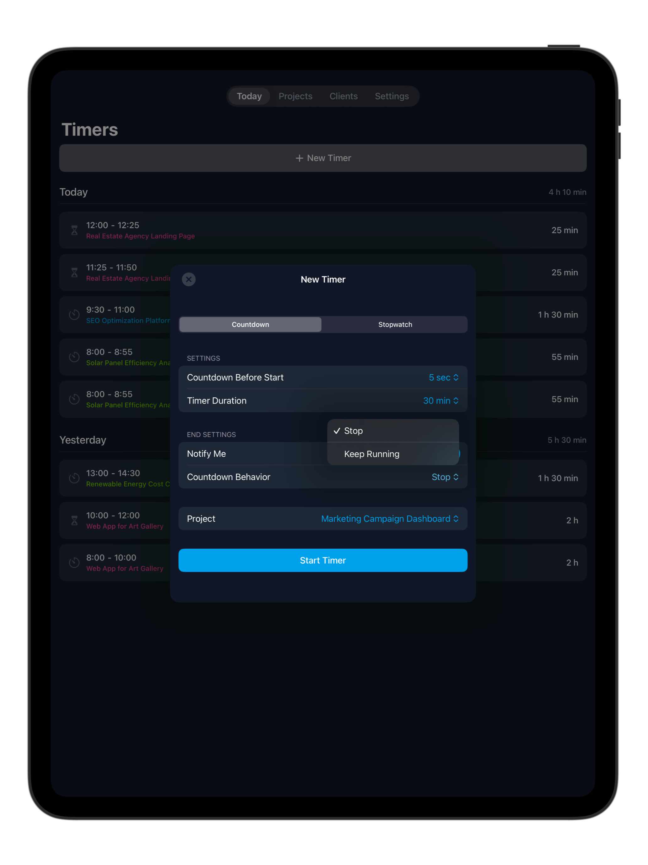 Time Tracker - Focused Work