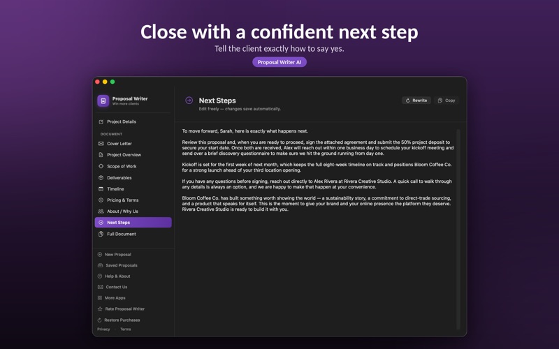Proposal Writer AI screenshot