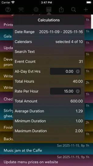 Скриншот CalReader - Calender Logs на iPhone 5